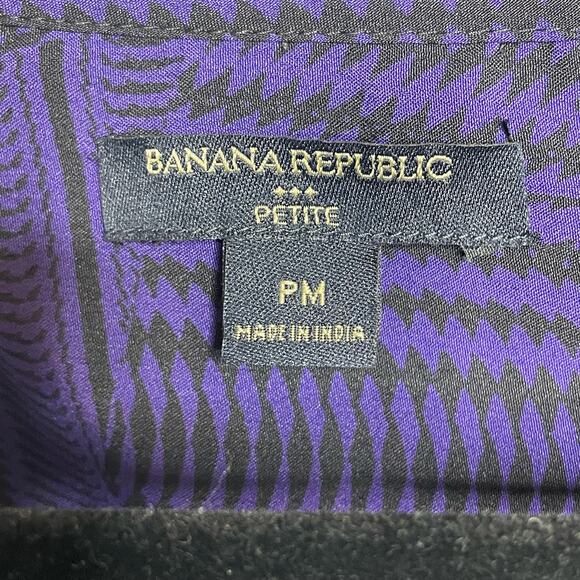 Banana Republic Geo Print Sleeveless Smocked Blouse Purple PM Dark Academia - Picture 6 of 9